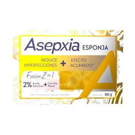 ASEPXIA Fusión 2 en 1 Concha Nácar Jabón - Esponja, Elimina imperfecciones y da un efecto aclarado, Mejora la textura de la piel, Para piel mixta, 80 g