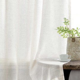 WEST LAKE 72 Inch Natural Pinch Pleated Sheer Curtain Panels for Living Room Bedroom,Rustic Linen Textured Drapes with Backtabs Hooks,Neutral Lightweight Window Treatment,40" wx72 Lx2