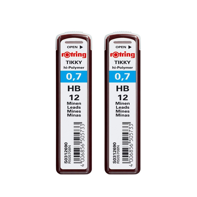 rOtring 0.5mm HB High Polymer Refills - 2 x 12
