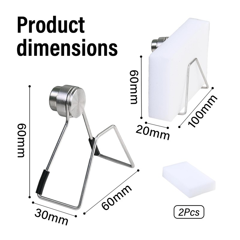Rieoany Sponge Holder for Kitchen Sink with Two Nano-Sponges Stainless