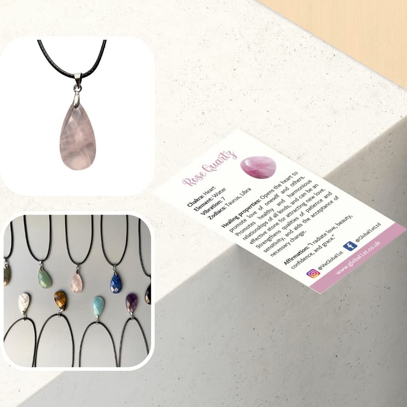 VIE VIE Teardrop Faceted Pendant (Rose Quartz)