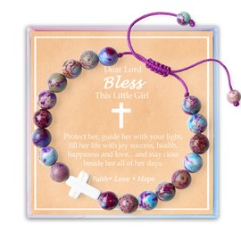 Easter Basket Stuffers Gifts for Teens Daughter Granddaughter, Christian Blessing Cross Bracelet Baptism Confirmation 1st First Communion Gifts for Teenage Sister Niece Christmas Stocking Birthday