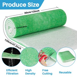 MAQIHAN 2PCS Pond Filter Media - 47.2Inch Aquarium Filter Media, Koi Pond Filter, Filter Sponge, Filter Floss for Fish Tank, Aquarium, Outdoor Ponds,Garden,Swimming Pool (Green & White)