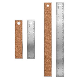 2 Pcs Cork Backed Ruler Stainless Steel Ruler, 6 Inch 12 Inch Metal Ruler,Straight Edge Ruler Non-Slip Metal Rulers with Inch and Centimeters for School Office Drawing Engineering(6 Inch + 12 Inch)
