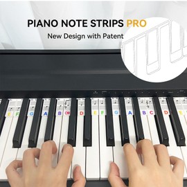 BEATBIT Piano Note Strips Pro, Thickened Anti-Stuck, Fit 88/61 Key Piano Keyboard, Design for Beginner Learning (Rainbow Colors Pro)