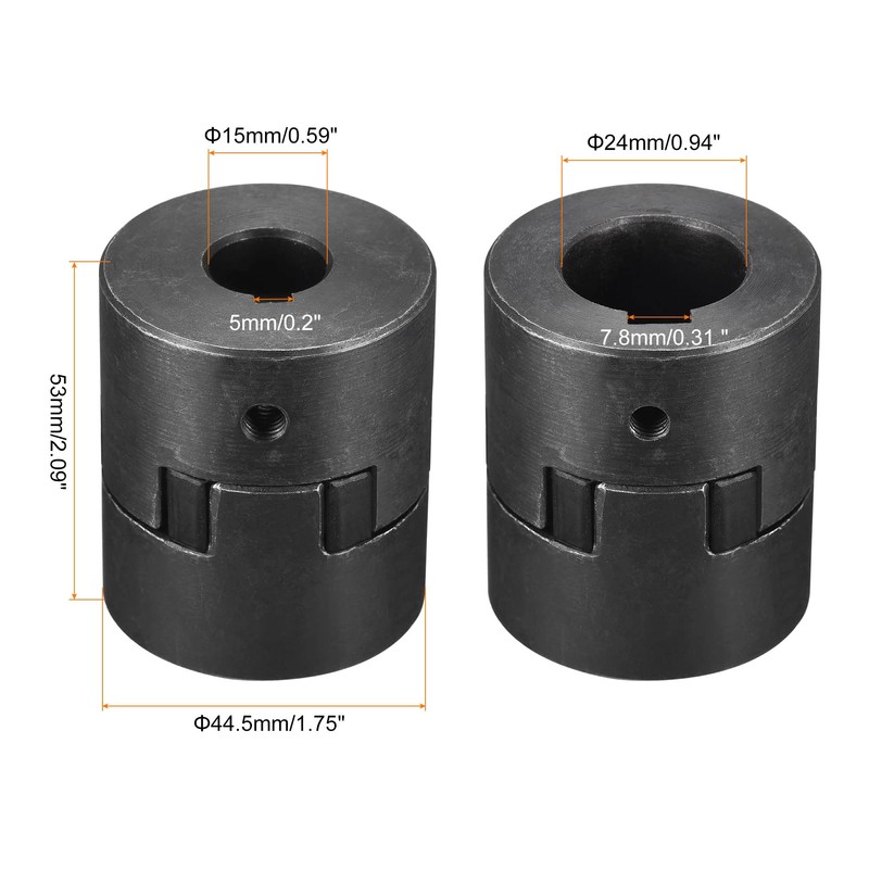 sourcing map Flexible Coupling Shaft 15 mm to 24 mm