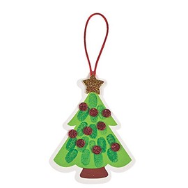 Fun Express Thumbprint Christmas Tree Ornament Craft Kit - Makes 12 - DIY Crafts for Kids