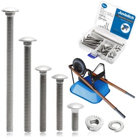 Wheelbarrow Handles Replacement Kit 5/16-18 Carriage Bolts 304 Stainless Steel Nut and Bolt Set 40pcs Assortment Kit for Wheelbarrow Rebuild, Furniture Repair, and Wood Joining