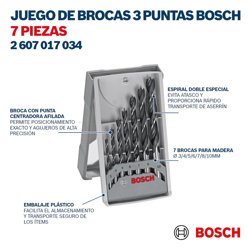 Bosch Professional 7pc. Brad Point Wood Drill Bit Set (for