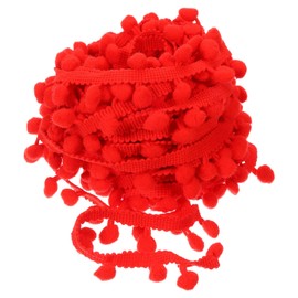 sourcing map 10 Yards Pom Pom Ball Fringe Trim, Ribbon Sewing Accessory DIY Crafts for Home Curtain Clothes Pillow Decoration (8mm, Red)