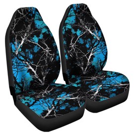 Jodoolang Blue Camoflage Tree Car Seat Covers, Universal Breathable Washable Car Seat Cushion Cover for Front of 2 Seats, Fit for Most Vehicle