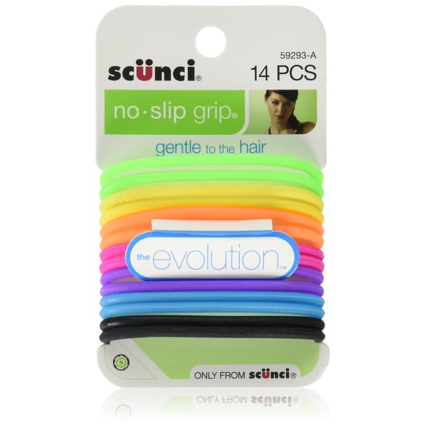 Scunci The Evolution No Slip Grip Hair Ties Assorted Color - 14 CT