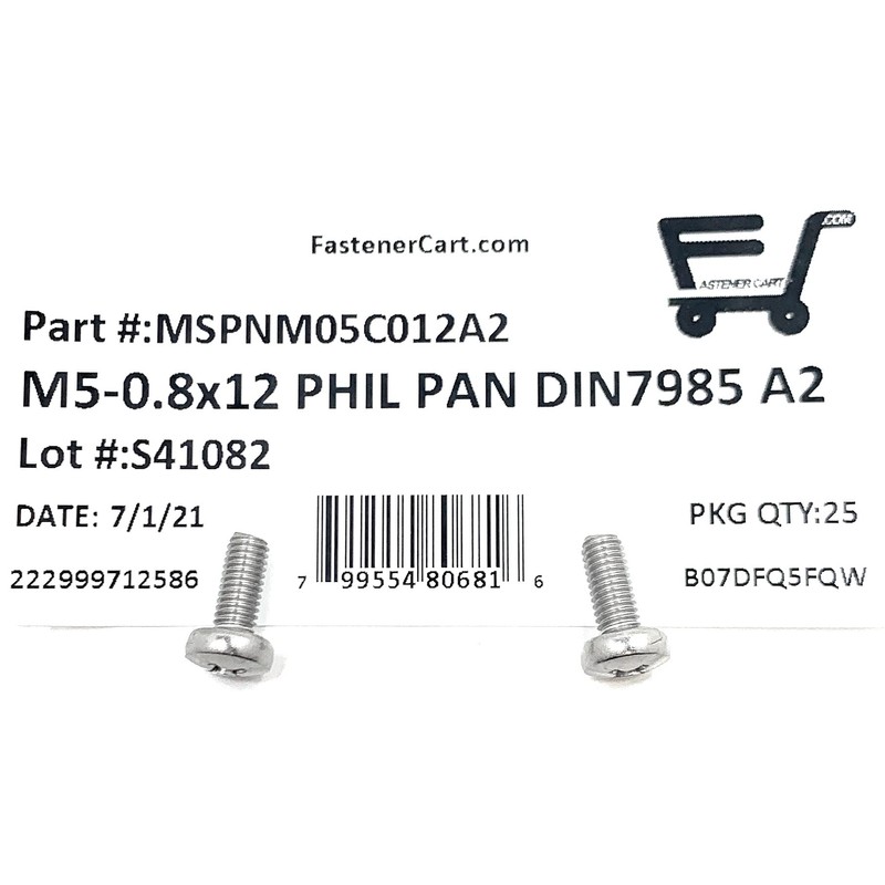 M5-0.8 x 12 Stainless Steel Phillips Pan Head Machine Screw