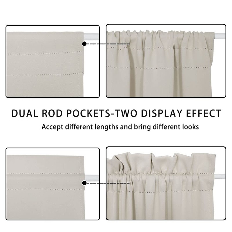 PANOVOUS Curtains for Side Door Windows - Rod Pocket Blackout