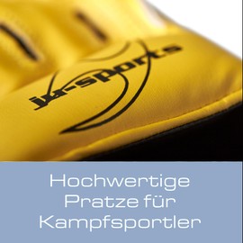 Ju-Sports Pre-bent Hand Pads I Box Pads Made of Faux Leather I Very Light and Good Handling I With Point for Optimal Hits I Ideal for Boxing Training I Yellow