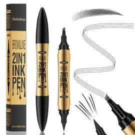 2-in-1 3D Dual-Ended Eyebrow Pencil, Waterproof and Sweatproof Microblading Eyebrow Pencil, Long-Lasting Smudge-proof Eyebrow Pencil Creates Natural Eyebrow Shape (Grey)