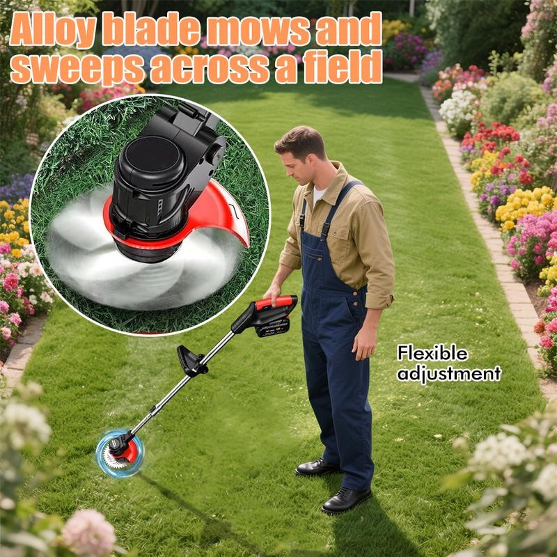 Cordless Weed Wacker with 2 Batteries, Electric Grass Trimmer, Adjustable