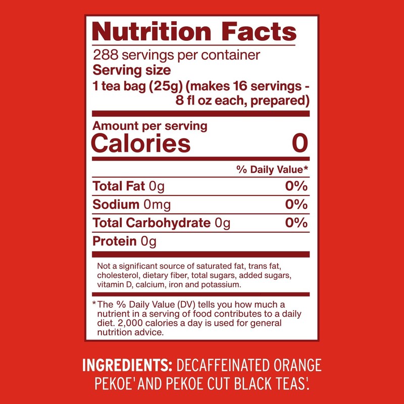 Luzianne Unsweetened Decaffeinated Iced Tea Bags, Gallon Size, 18ct Box,