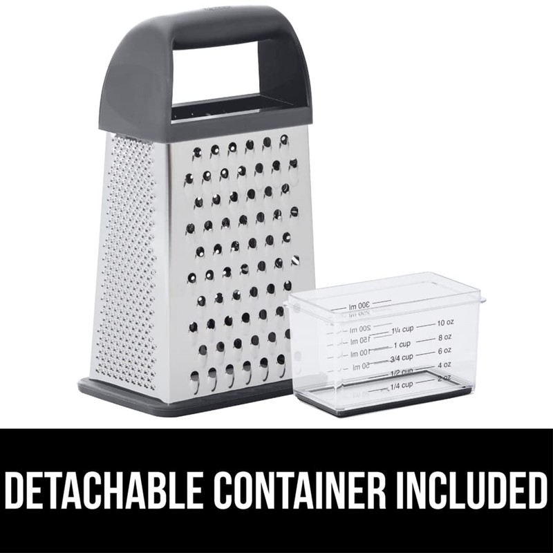 GORILLA GRIP 4-Sided 100% BPA-Free Cheese Grater With Container, Stainless