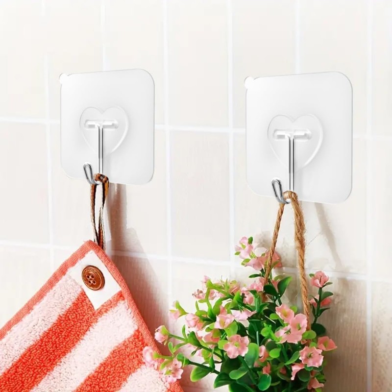 DGYB 20 Pcs Clear Adhesive Hooks for Hanging 22lb Self