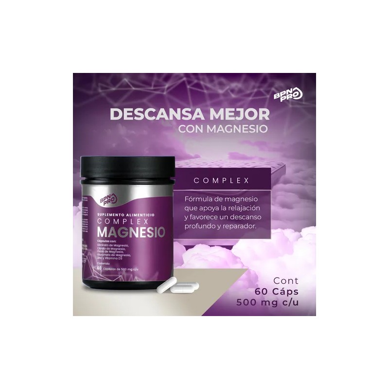 Magnesio Complex BPN PRO 60 Cápsulas - Glicinato, Citrato, Gluconato