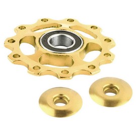 VOANZO 2 Pairs Bicycle Mountain Bike Guide Wheel Rear Adjustment Wheel Bearing Anode CNC Sprocket 11 Gear Flywheel Bicycle Accessories (Yellow)