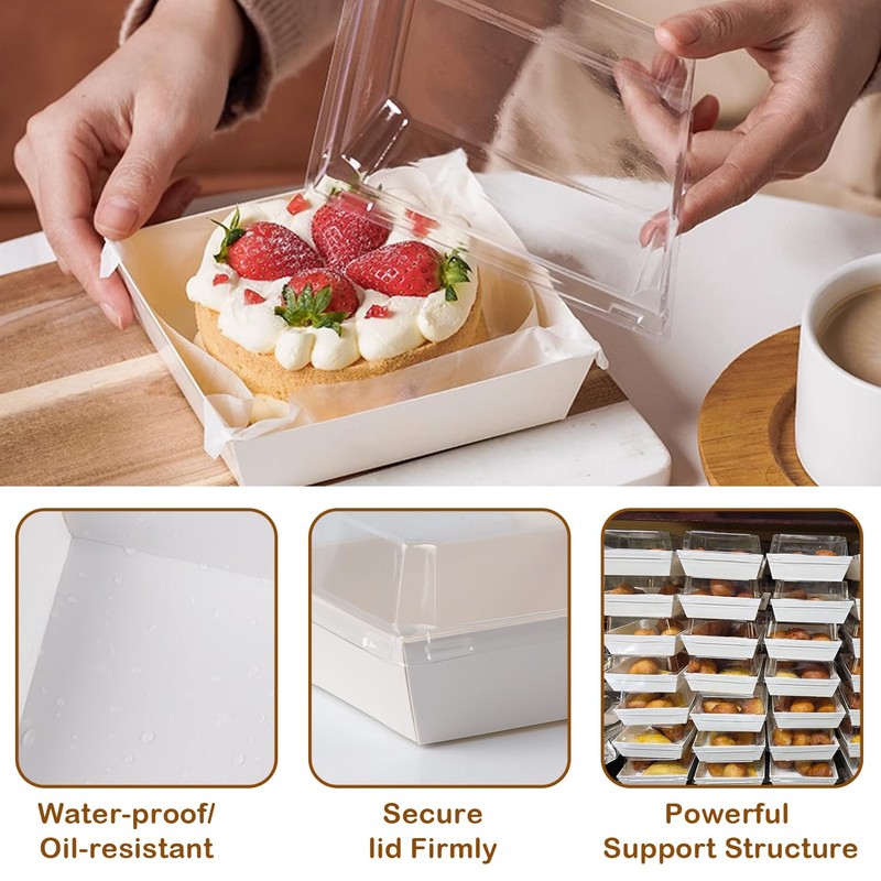 50 Pack Small Charcuterie Boxes with Clear Lids - Disposable