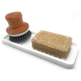 Happitasa Silicone Kitchen Sink Organizer Tray, Sponge Holder and Countertop Protector | Bathroom and Kitchen Soap Dish and Dispenser Tray (White, 9"x3.5")