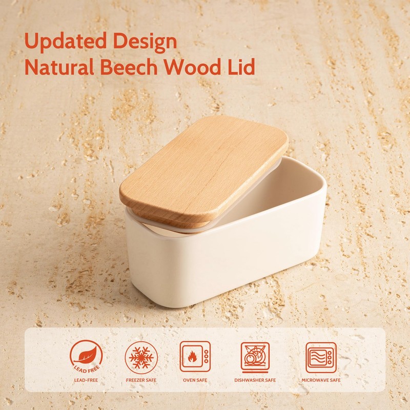 Sweese Small Butter Dish with Lid for Countertop, Airtight Butter