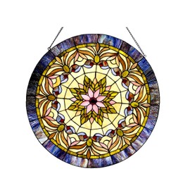 Chloe Lighting Tiffany Edwardian Man 22" Stained Glass Window Panel, Multi-Color