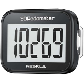 NESKLA 838 3D Pedometer for Walking, Simple Step Counter and Tracker with Large Digital Display, Removable Clip Lanyard, Accurately Track Steps for Men, Women, Kids, Adults, Seniors, Black