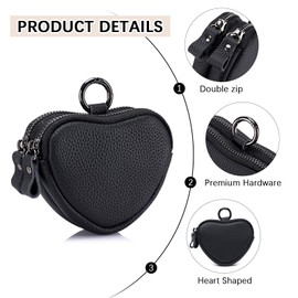 imeetu Leather Coin Purse, Wallet Change Pouch with Keychain & 2 Zipper Pockets for Women(Yellow)