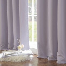 Best Home Fashion Thermal Insulated Blackout Curtains - Back Tab/ Rod Pocket - 52" W x 96" L - Lilac (Set of 2 Panels)