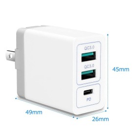 For HTC Rapid Charging External 3 Port PD USB QC 3.0 Charger for HTC Bolt HTC 10 evo