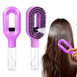 2-IN-1 Detangling Hair Brush with Mister Spray, Non-Electric Wet & Dry Detangler Brush for Curly, Wavy & Straight Hair, No-Tangle Anti-Frizz Hair Detangler Brush for Daily Styling