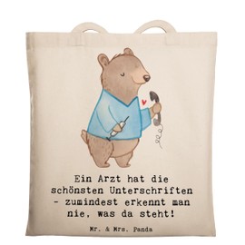 Mr. & Mrs. Panda Tragetasche Arzt Unterschrift - Geschenk, Mediziner, Unterschriften, Liebe, Einkaufstasche, humorvolle Sprüche, Schultertasche,