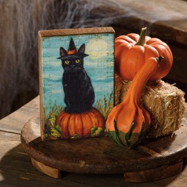Primitives by Kathy Cat Witch Home Décor Sign