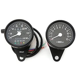 MPH Mini Speedometer w/ Indicator Lights 2240:60 & Tachometer 1:4 - Black - LED