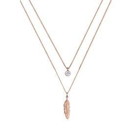 Elli Women's Boho Feather Necklace with Crystal in 925 Sterling Silver, Crystal