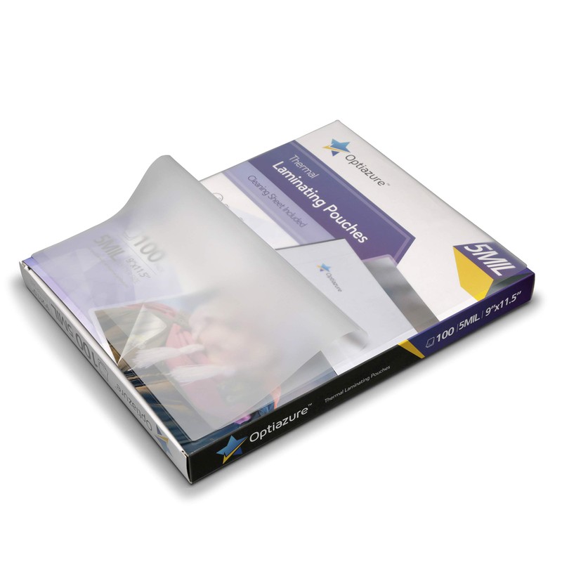 Optiazure Thermal Laminating Pouches 9"x11.5" Inches, 5mil 100Pack, Clear, Letter