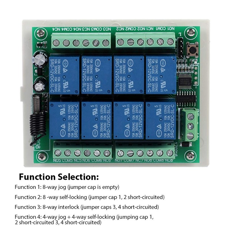 Serounder DC 12V Relay Remote Switch, RF Remote Control 8
