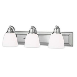 Livex Lighting 10503-91 Transitional Three Light Bath Vanity from Springfield Collection in Pwt, Nckl, B/S, Slvr. Finish, Brushed Nickel, 24 x 7 x 7