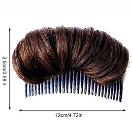 Dark Brown Hair Bun Invisible False Hair Clip, Hair Base Bump Fluffy Hair Pad Styling Insert Tool Volume Fluffy Princess Styling Increased Hair Pad Hair Bun and Crown Shapers Hair Accessories