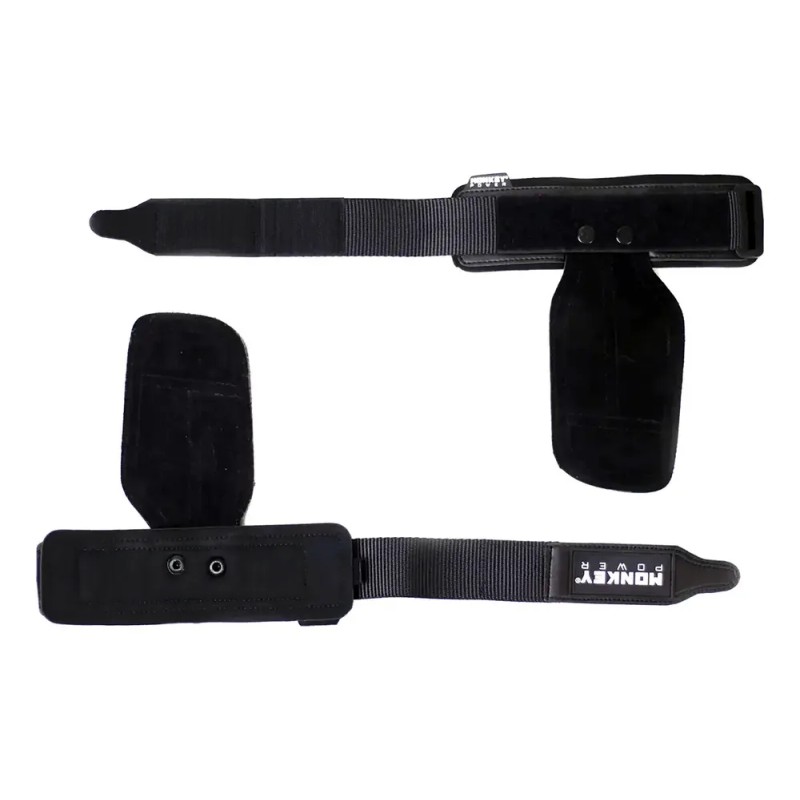 Straps Gym En Piel Callera Mayor Agarre Monkey Power Negro