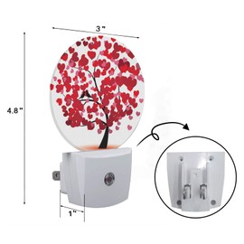 Axayaz Red Heart Tree Dusk to Dawn Round Night Light Valentine's Day Love Tree for Wedding Bridal Auto Sensor Lamp Home Indoor Stairway Kitchen Corridor