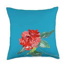 Pioneer Country Farm For Woman Turquoise and Red Flower Throw Pillow