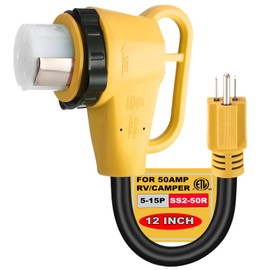 50 Amp to 110 Volt RV Adapter with Twist Lock, 50 Amp to 15 Amp / 20 Amp Household Adapter, NEMA 5-15P to NEMA SS2-50R Electrical Power Adapter with Upgraded Grip Handle for 50 Amp Camper, ETL Listed