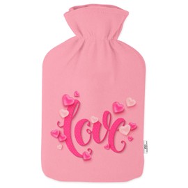 Valentine's Day Gift IDEA for HIM/HER Hot Cold Water-Bottle with Soft Fleece Cover Water-Bag 2 Litre Love [092]