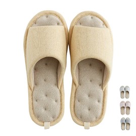 Magilona Women Mens Unisex Washable Cotton Open-toe Home Slippers Indoor Shoes Casual Flax Soft Non-slip Sole Shoes