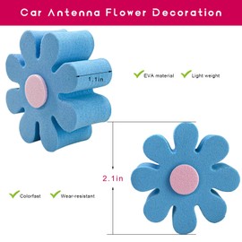 ZNDAW Daisy Car Antenna Topper, EVA Foam Daisy Antenna Decoration Rearview Mirror Dangler, Automotive Roof Toppers Lovely Flower Aerial Ball Cute Dashboard Accessory for Women Men (Blue)
